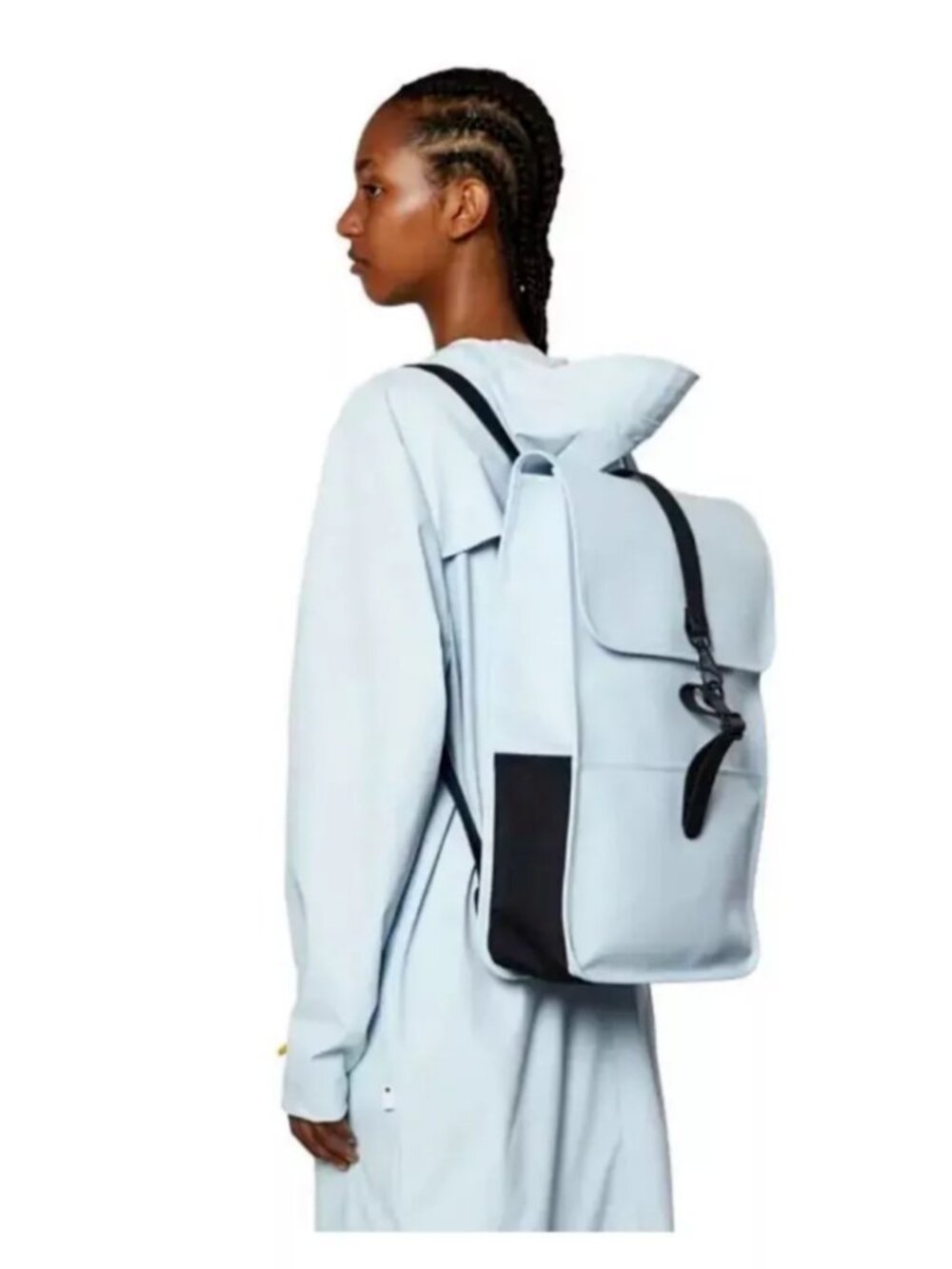 RAINS Backpack Sky Blue 12200 Unisex Waterproof Vegan Leather NWT 18x11x5 SKY